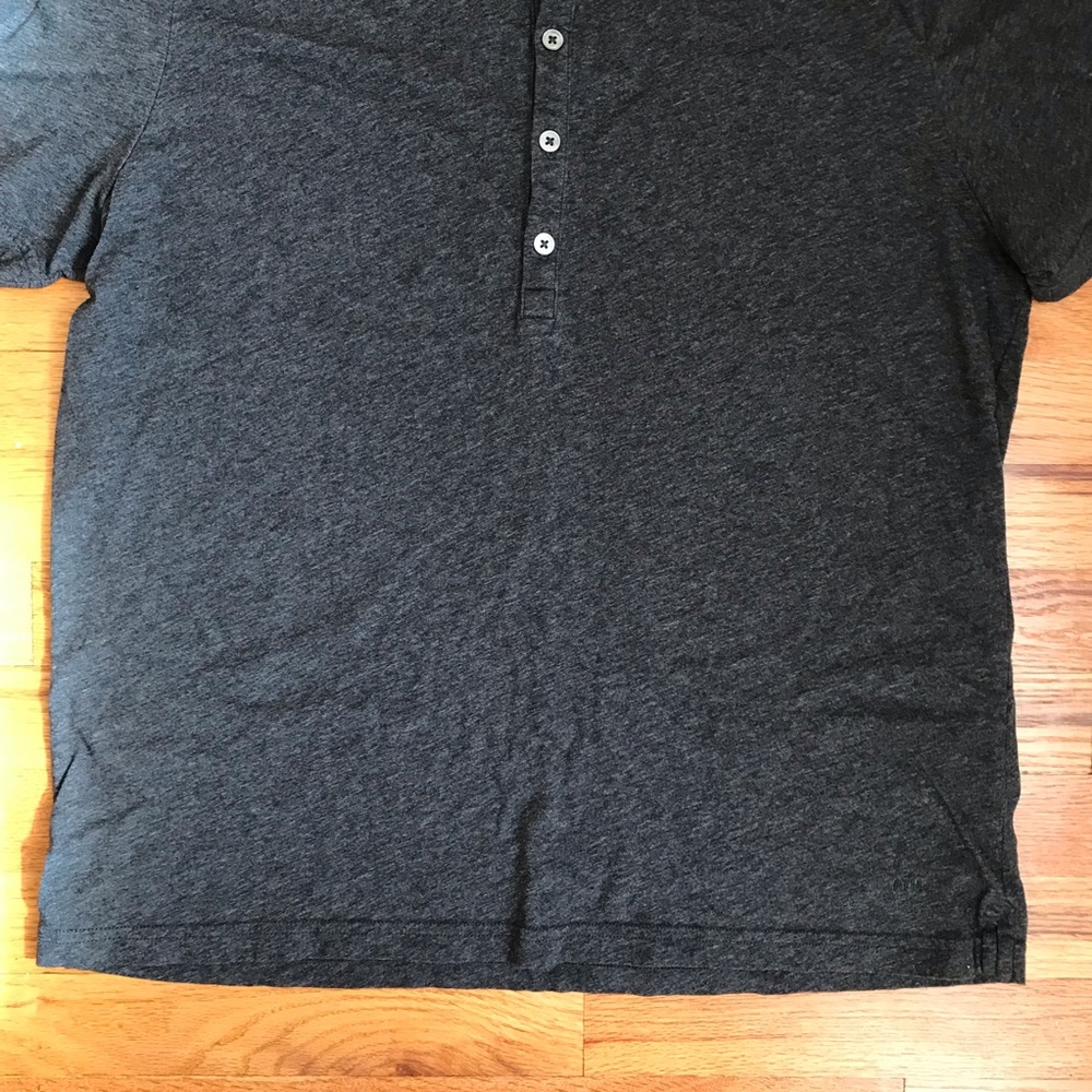 ATM Charcoal Gray Short Collar Polo Henley Large - Picture 5 of 9